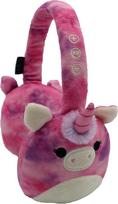 Squishmallows Lola The Unicorn pliušinės "Bluetooth" ausinės su įmontuotu mikrofonu skambučiams atlikti ir priimti, 10 metrų "Bluetooth" diapazonas, garsumo reguliavimas, minkšti pliušiniai ausų pagalvėlės ir