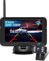 Stabilus signalas: AHD 1080P belaidė atbulinės eigos kamera su 5 colių monitoriumi, 6 LED žibintai Belaidė atbulinės eigos kamera 170° plačiu kampu IP69 vandeniui atsparus "pasidaryk pats" vadovas automobiliui, priekabai ir furgonui