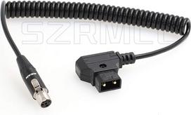 SZRMCC "TVLogic VFM Monitor Alphatron EVF" suvyniotas kabelis D-Tap 2 kontaktų vyriškasis ir Mini XLR 4 kontaktų moteriškasis