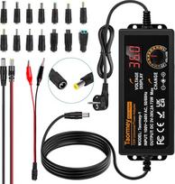 Taormer 3V-36V reguliuojamas maitinimo šaltinis Universalus maitinimo šaltinio adapteris 2A 72W reguliuojamas maitinimo adapteris 100V-240V kintamosios srovės į nuolatinę srovę su LED įtampos ekranu ir 5,5 x 2,5 mm, 16 antgalių, skirtas buitinei elektroni