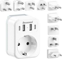 Tarptautinių kelionių adapterių rinkinys 4 USB (2 USB-C) A/B/C/D/G/I/J/L/M tipo universalus pasaulinis kelionių adapteris, skirtas JAV/Europai/JAV/Pietų Afrikai/Japonijai/Italijai/Šveicarijai/Australiai/Indijai