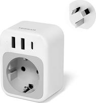 TESSAN kelioninis adapteris Kinijos adapteris Australijoje su 1 USB C ir 2 USB A, kelioninis kištukas Naujojoje Zelandijoje, kištukinis lizdas Australijos adapterio lizdas, 2500 W maitinimo adapteris Naujojoje Zelandijoje, Argentinoje