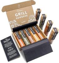 TIMBER TASTE® barbekiu prieskonių dovanų rinkinys - 5 aromatingi BBQ prieskoniai ir trintukai iš Vokietijos aukštos kokybės dovanų pakuotėje Velykų dovanos moterims Velykų dovanos suaugusiesiems Prieskonių dėžutė