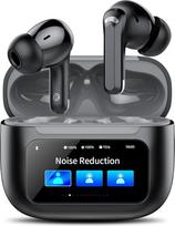 TIMU "Bluetooth" ausinės su jutikliniu ekranu, 2026 ausinės į ausis, belaidės "Bluetooth 5.4" su ANC+ENC triukšmo slopinimo mikrofonu, 50 valandų gilaus boso ausinės su 5 ekvalaizerio režimais, atsparios vandeniui IP7