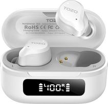 TOZO NC9 "Bluetooth" ausinės su hibridiniu ANC (45 dB), 6 mikrofonais ENC, skirtos namams, biurui ir darbui, 60 valandų veikianti baterija su LED ekranu, IPX8 vandeniui atsparios, ORIGX 2.0 garsas, gilūs bosai, baltos spalvos