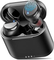 TOZO T6 mini "Bluetooth" ausinės, "Bluetooth 5.3", ergonomiškos ausinės į ausis, 50 valandų žaidimo trukmė su belaidžio įkrovimo dėklu, reguliuojamas EQ taikymas, IPX8 atsparumas vandeniui, atnaujinta versija, juodos spalvos