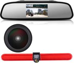 Transporter 4,3 colių TFT LCD galinio vaizdo veidrodis + stabdžių žibintas Galinio vaizdo kamera HD 1280 x 720 pikselių Vandeniui atspari atbulinės eigos sistema, skirta VW T5 Multivan Caravelle su aukštu stogu / T6 su aukštu stogu / T5 Camper /