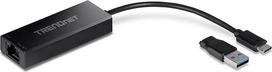 TRENDnet, TUC-ET2G 2,5G USB-C ir RJ-45 Ethernet adapteris, 2 in 1 adapteris, suderinamas su USB C/Thunderbolt 3 arba USB 3.1, juodas