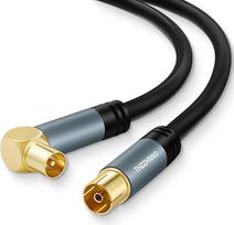 TV antenos 90 laipsnių kampas RG6 koaksialinis kabelis 10 m paauksuotas 90° kampu pasviręs vyriškos ir moteriškos jungčių koaksialinis kabelis, skirtas HDTV, CATV, DVB- T2/C/S, kabeliniam modemui, radijui, palydoviniam imtuvui