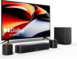 ULTIMEA 5.1 colių garso juosta su "Dolby Atmos", 3D erdvinio garso sistema televizoriui, programėlių valdymas, namų kino garso sistema, TV garso juosta su žemų dažnių garsiakalbiu, 2 erdviniai garsiakalbiai, HDMI eARC/Opt/AUX/BT, "Aura A50 Pro