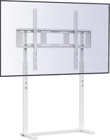 unho Universalus universalus TV stovas Reguliuojamo aukščio TV stovas 32-85 colių plokščiam LED LCD monitoriui, maksimali VESA 800 x 400 mm, iki 40 kg, baltos spalvos