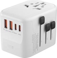 Universalus kelioninis adapteris Worldwide PD45W Fast Charge, greito įkrovimo kelioninis adapteris su 2 USB ir 2 USB C, skirtas ES, JAV, Jungtinei Karalystei, Tailandui, Kinijai, Australijai