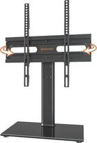 Universalus pasukamas televizoriaus stovas - stalinis televizoriaus stovas 27-55 colių LCD LED televizoriui - reguliuojamo aukščio televizoriaus stovas su grūdinto stiklo pagrindu ir laidų kreipiančiąja, VESA 400 x 400 mm HT06B-002