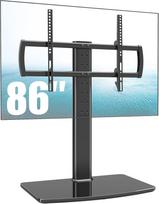 Universalus reguliuojamo aukščio TV stovas TV stovas 40 - 86 colių LCD LED plokščiaekranių televizorių stovas Stiklo tvirtinimas VESA 600 x 400 mm Stovas Stalas juodas