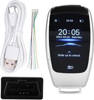 Universalus TK900 LCD jutiklinio ekrano išmanusis raktelis, skirtas modeliams su variklio paleidimo-išjungimo mygtuku (sidabrinės spalvos)