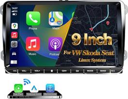 URVOLAX DAB+ automobilinis radijas su ekranu VW Skoda Seat: 9 colių dvigubo DIN radijo imtuvas su belaidžiu Apple CarPlay Android Car - Linux automobilinis radijas Golf 5 6 T5 Polo 6r Caddy Touran Passat Tiguan Fabia