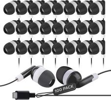 USB C ausinės "iPhone 16/15 Pro Max", laidinės C tipo ausinės su triukšmo izoliacija, USB C ausinės "iPad Pro", "Galaxy S23/S22/S21", "Chromebook", "MacBook", "Pixel 7/6/5/4", "Android", 100 pakuočių