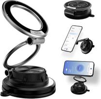 Vakuuminis magnetinis mobiliojo telefono laikiklis, suderinamas su "Magsafe" ir metaliniu žiedu, stipri siurbimo galia ir geliniai siurbtukai, gali suktis 360° kampu su fiksuotu užraktu, skirtas visiems mobiliesiems telefonams, juodas