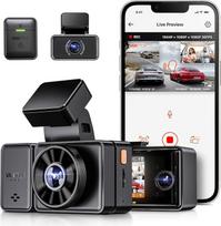 VANTRUE E3 3 objektyvų 2.7K Dash Cam su 5GHz WiFi, 1944P + 1080P + 1080P Dash Cam, Voice Control Dashcam Car Front Rear IR Night Vision, 24 val. buferis Parkavimo režimas Dashcams, Loop Recording, Max 512G