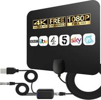 Vietinių kanalų vidaus TV antena - 4K HD sustiprinta skaitmeninė HDTV antena su signalo stiprintuvu - 360° ilgio priėmimo antena palaiko visų tipų televizorių