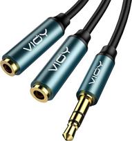 VIOY ausinių dalytuvas 3,5 mm lizdo vyriškos ir moteriškos lyties garso dalytuvo kabelis, dvigubas ausinių lizdo ilgintuvas "iPhone", "Samsung", planšetiniam kompiuteriui, nešiojamam kompiuteriui, garsiakalbiui su "Hi-Fi" garsu [20 cm]