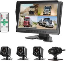 VSYSTO 4CH HD 720P automobilinė kamera, 10,1 colio monitorius, galinio vaizdo kamera, priekinis galinis šoninis vaizdas, keturgubas padalytas ekranas su GPS infraraudonųjų spindulių naktinio matymo objektyvu, skirta sunkvežimiams ir kemperiams