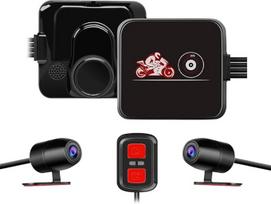 VSYSTO Dashcam motociklas, 130° plataus kampo dvigubo objektyvo motociklo kamera priekyje ir gale 1080P, "WiFi" vandeniui atspari sporto kamera su naktiniu matymu, G-jutiklis, WDR, įrašymas kilpa