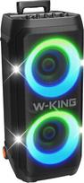W-KING Nešiojamas "Bluetooth" garsiakalbis su 370 W maksimaliu "Pro" garsu, šviesos šou, CSB, žemų dažnių stiprintuvu, ratukais ir teleskopine rankena, 25 val. veikimo laikas, greitasis įkrovimas, mikrofono ir gitaros įvestis, vakarėlių garsiakalbis, skir