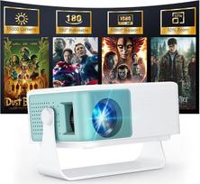 WOLFANG Mini Beamer, Tragbarer Projektor mit 1080P Eingabeunterstützung, nativer 720P Auflösung, Automatischer Keystone-Korrektur, 50% Zoom & 180° Drehung, Kompatibel mit iOS/Android/Laptop/TV Stick