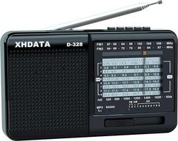XHDATA D-328 nešiojamasis radijo imtuvas MP3 grotuvas, palaikantis TF kortelę FM AM SW visos juostos radijas (juodas)