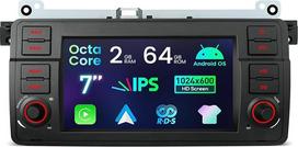XTRONS "Android" automobilinis radijas BMW E46, 7 colių jutiklinio ekrano automobilinis radijas su palydovine navigacija, palaiko GPS navigaciją "Bluetooth" integruotą DSP "CarPlay" "Android" automobilis 2 + 64GB