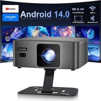 ZDSSY mini projektorius 8K palaiko 1080P išmanųjį projektorių "Android 14", nešiojamas su "WiFi" 6 BT 5.2 automobiliniu raktažodžiu, nešiojamasis projektorius, nedidelis mobiliojo telefono projektorius, namų kinas su 90° stovu, juodas
