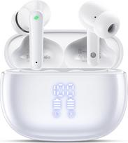 ZIUTY belaidės "Bluetooth" ausinės 5.3, ausinės su 4 ENC mikrofonais, 48 valandų baterijos veikimo laikas, LED ekranas, "HiFi" stereofoninis garsas, IPX7 atsparumas vandeniui - perlamutrinės