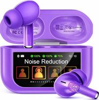 ZZU Kabellose Ohrhörer mit Bluetooth 5.4, Smart Touchscreen, ENC Noise Cancelling, 48H Spielzeit, HiFi Stereo, 5 EQ Modi, für iPhone und Android, Lila