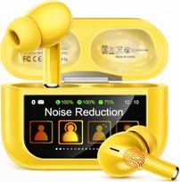 ZZU Kabellose Ohrhörer mit Bluetooth 5.4, Smart Touchscreen, ENC Noise Cancelling, 48H Spielzeit, HiFi Stereo, 5 EQ Modi, für iPhone und Android, Gelb