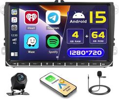 [1+32G] "Android 13" automobilinis radijas su navigacija VW Golf 5 6 Skoda/Golf/Polo/Passat/Seat Bluetooth automobilinis radijas su ekranu 9 colių jutiklinis ekranas GPS radijas FM RDS WiFi atbulinės eigos kamera Mikrofonas