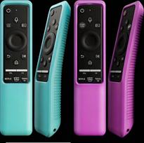 [2 pakuotės] Suderinamas su "Samsung Smart TV" nuotolinio valdymo pulteliu BN59 serijos, lengvas silikoninis apsauginis dėklas, atsparus smūgiams, neslystantis, švytintis violetine ir dangaus mėlyna spalva