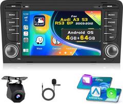 [4G + 64G] "Inefala Android 15" automobilinis radijas "Audi A3 S3 RS3 8P 2003-2012" su "Android" belaidžiu "Carplay", 7 colių jutiklinio ekrano radijas su GPS WiFi RDS/FM "Bluetooth" EQ SWC atbulinės eigos kamera Mikrofonas