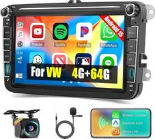 [4G + 64G] Inefala Android 15 automobilinis radijas VW Polo Golf 5 6 Caddy Tiguan Touran su belaidžiu CarPlay Android automobilis, 8 colių jutiklinis ekranas Radijas Automobilis Bluetooth su GPS WiFi RDS/FM SWC atbulinės eigos kamera Mikrofonas