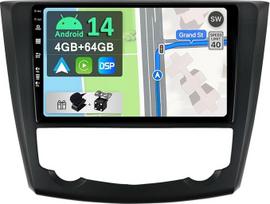 [4GB + 64GB] "Android 14" automobilinis radijas "Renault Kadjar" (2015-2019 m.)-[Integruotas "CarPlay"/"Android Car"/"DSP/GPS]-9 colių IPS 2.5D kamera + MIC-DAB/valdymas vairu /"Mirror Link"/"Bluetooth 5.0/360