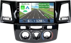 [6GB + 128GB] Android 14 automobilinis radijas Toyota Fortuner Hilux Revo Vigo 2004-2014 [Integruota CarPlay/Android Car/DSP/GPS]-9 colių IPS 2.5D kamera + MIC-DAB/Mirror Link/Bluetooth 5.0/360 kamera