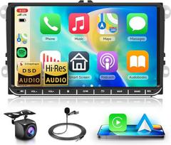 【8 Kern 4+64G】 Qualcomm Snapdragon Autoradio Carplay für VW Golf 5 Polo Skoda, 9 Zoll Touchscreen Android Autoradio mit Android Auto/Bluetooth 5.1/RDS/FM/DSP/SWC/GPS/WiFi+Rückfahrkamera
