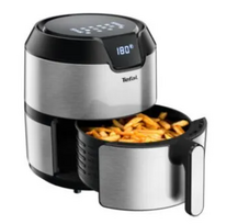 TEFAL Heated Air Fryer Easy Fry Deluxe (stainless steel/black, 1,400 watts, 4.2-liter basket)