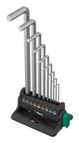 WERA 950/9 Hex-Plus 8 Angle Wrench Set, 9-Piece (chrome, with retaining clip and wall bracket)