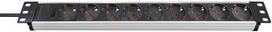 Brennenstuhl Alu-Line 19" Power Strip 9-Outlet (silver/black, 1U, 2 Meters)