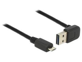 Delock USB 2.0 cable, USB-A plug 90°  Micro-USB plug (black, 1 meter, angled up/down)