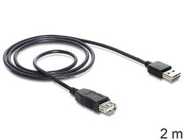 Delock EASY-USB 2.0 Extension Cable, USB-A Male to USB-A Female (black, 2 meters, USB-A Male reversible)