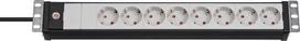 Brennenstuhl Premium-Line power strip, 8-outlet, 19"" format (black/light gray, 1.5U, 3 meters)