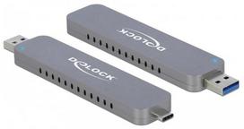 Delock External M.2 enclosure for M.2 NVMe PCIe SSD (silver, with USB Type-C and Type-A connectors)