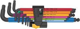WERA 950/9 Hex-Plus Multicolour Imperial 2 Angle Wrench Set (black, 9-piece, imperial, with retaining clip)